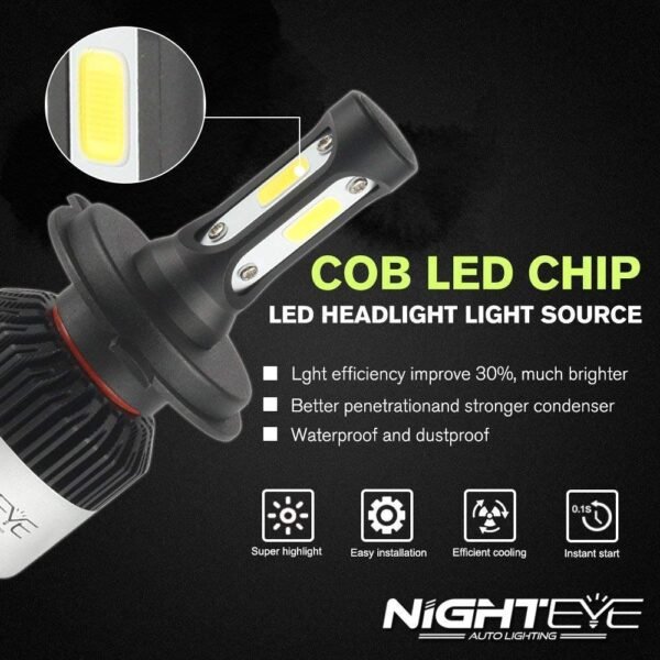 ORIGINAL NIGHTEYE  LED Headlight Bulb for Car and Bike White, 72W, 2 Bulbs - 9000 Lumens ULTRA BRIGHT - Image 4